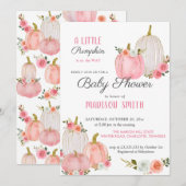 Invitation Roses Citrouille rose aquarelle | BABY SHOWER (Devant / Derrière)
