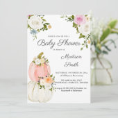 Invitation Roses Citrouille rose aquarelle | BABY SHOWER (Debout devant)