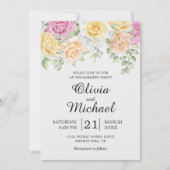 Invitation Roses colorés modernes Élégant parti d'engagement (Devant)