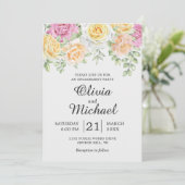 Invitation Roses colorés modernes Élégant parti d'engagement (Debout devant)