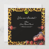 INVITATION ROSES CORAIL ROUGES JAUNE, MONOGRAMME IMPRIMÉ PEAU (Dos)