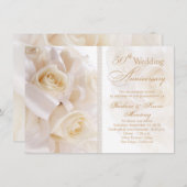 Invitation Roses crème blanche 50e anniversaire de mariage (Devant / Derrière)