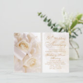 Invitation Roses crème blanche 50e anniversaire de mariage (Debout devant)