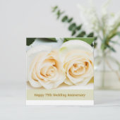 Invitation Roses crème blanches, 75e anniversaire de mariage (Debout devant)