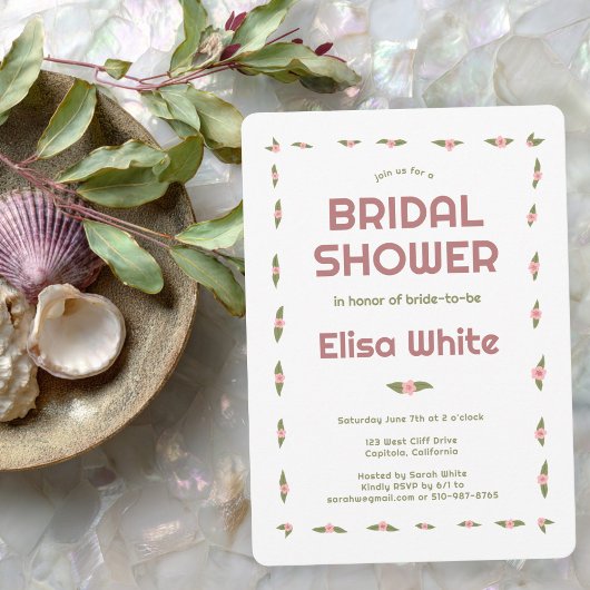 Invitation Roses Dainty fait main Fête des mariées sur mesure