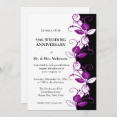 Invitation Roses d'anniversaire (violet) (Devant / Derrière)