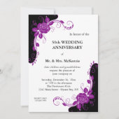 Invitation Roses d'anniversaire (violet) (Devant)