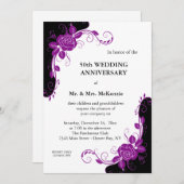 Invitation Roses d'anniversaire (violettes) (Devant / Derrière)