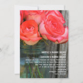 Invitation Roses Dans Un Mason Jar Grange Mariage En Bois Inv (Devant)
