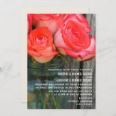 Invitation Roses Dans Un Mason Jar Grange Mariage En Bois Inv (Devant / Derrière)