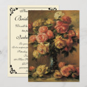 Invitation Roses dans un Vase de Renoir, Fête des mariées flo (Devant / Derrière)