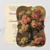 Invitation Roses dans un Vase de Renoir, Mariage Floral Vinta (Devant / Derrière)