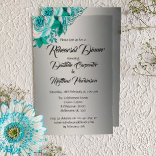Invitation Roses d'Aqua Shabby-Chic sur la répétition Mariage