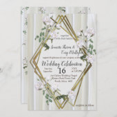 Invitation Roses d'aquarelle blanche peints sur la soie de ch (Devant / Derrière)