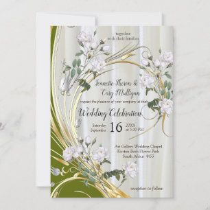 Invitation Roses d'aquarelle blanche peints sur la soie de ch