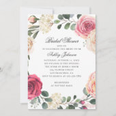 Invitation Roses d'aquarelle. Elégante douche à nuptiale flor (Devant)