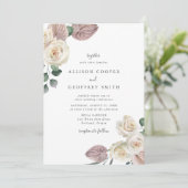 Invitation Roses d'aquarelle et Mariage d'orchidées (Debout devant)