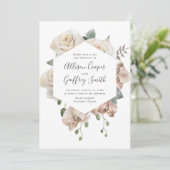 Invitation Roses d'aquarelle et Orchidées Mariage de cadre fl (Debout devant)