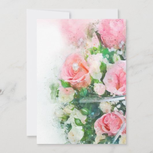 Invitation Roses d'aquarelle printanière (Dos)