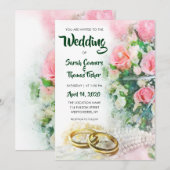 Invitation Roses d'aquarelle printanière (Devant / Derrière)