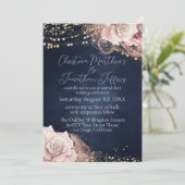 Invitation Roses d'aquarelle romantique sur Moody Blue (Debout devant)