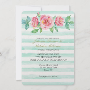 Invitation Roses d'aquarelle rose Mariages de pintes