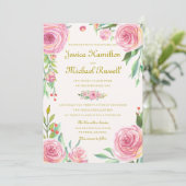 Invitation Roses d'aquarelle vintages (Debout devant)