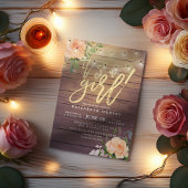 Invitation Roses de bois rustique à chaîne florale Baby showe