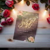 Invitation Roses de bois rustique à chaîne florale Baby showe