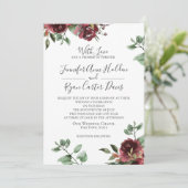 Invitation Roses de Bourgogne et Mariage des eucalyptus (Debout devant)