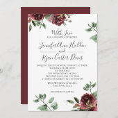 Invitation Roses de Bourgogne et Mariage des eucalyptus (Devant / Derrière)