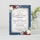 Invitation Roses de Bourgogne, Marine Blue Wood Quinceañera (Debout devant)