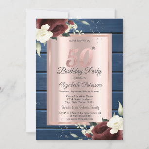 Invitation Roses de Bourgogne, Rose de bois bleu Gold 50e ann