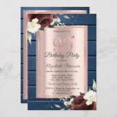 Invitation Roses de Bourgogne, Rose de bois bleu Gold 90e ann (Devant / Derrière)