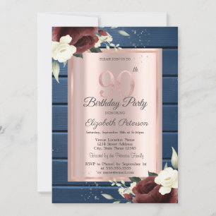 Invitation Roses de Bourgogne, Rose de bois bleu Gold 90e ann