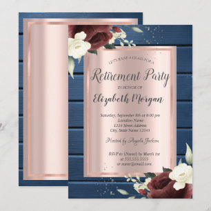 Invitation Roses de Bourgogne, Rose de bois bleu Gold Retrait