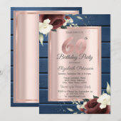 Invitation Roses de Bourgogne, Rose de bois bleu or 60e anniv (Devant / Derrière)