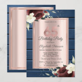 Invitation Roses de Bourgogne, Rose de bois bleu Or 65e anniv (Devant / Derrière)