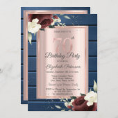 Invitation Roses de Bourgogne, Rose de bois bleu or 70e anniv (Devant / Derrière)