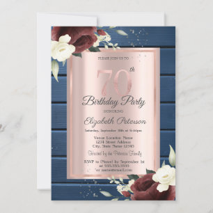 Invitation Roses de Bourgogne, Rose de bois bleu or 70e anniv
