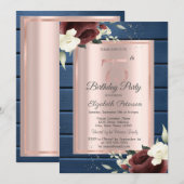 Invitation Roses de Bourgogne, Rose de bois bleu Or 75e anniv (Devant / Derrière)