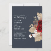 Invitation Roses de Bourgogne sur Midnight Blue (Devant)