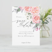 Invitation Roses de chalet rose rustique Enregistrer la date (Debout devant)