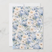 Invitation Roses de couleur bleu clair et crème. (Dos)