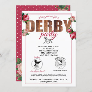 Invitation Roses de courses hippiques du Derby Party