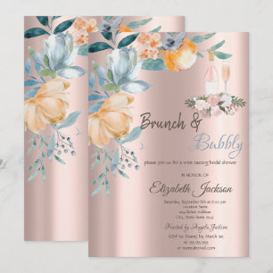 Invitation Roses de Dust Brunch, Vin, Doré Rose pour une Bab