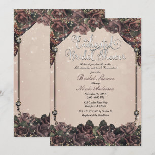 Invitation Roses de Fête de Mariage Pailletées Mauve Épice