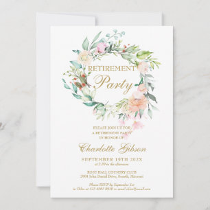 Invitation Roses de Fête de Retraite Guirlande Florale Photo