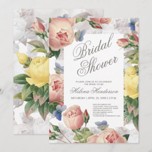 Invitation Roses de Fêtes des mariées florales et dentelle