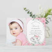 Invitation Roses de fleurs roses douces photo d'anniversaire (Debout devant)